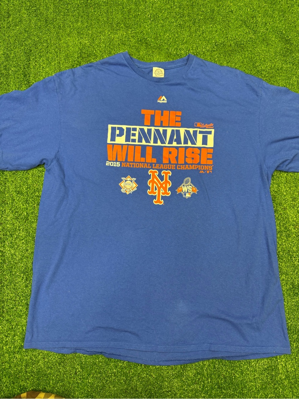New York Mets Shirt Mens 2XL Baseball Dri-Fit Royal Blue Nike Pennant Will Rise